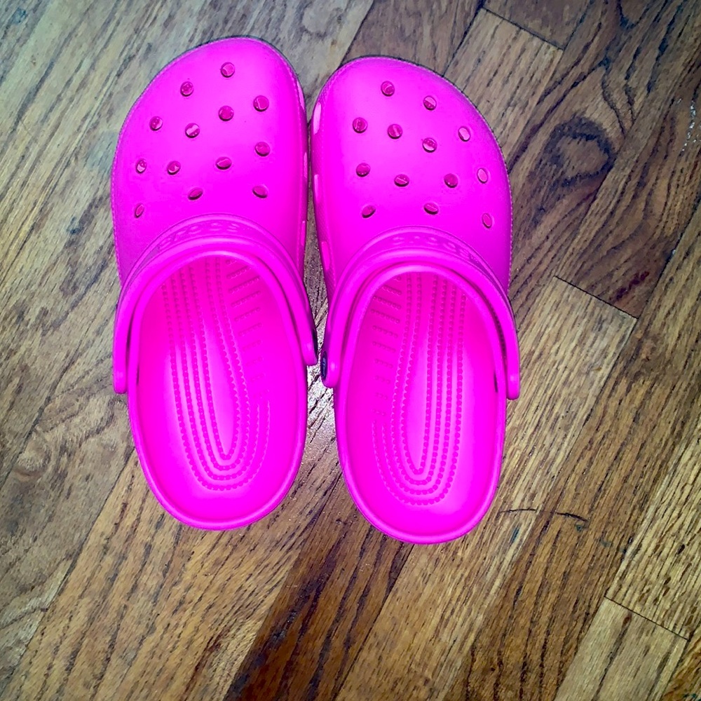 Used Electric Pink Womens Crocs size 9 (mens 7)